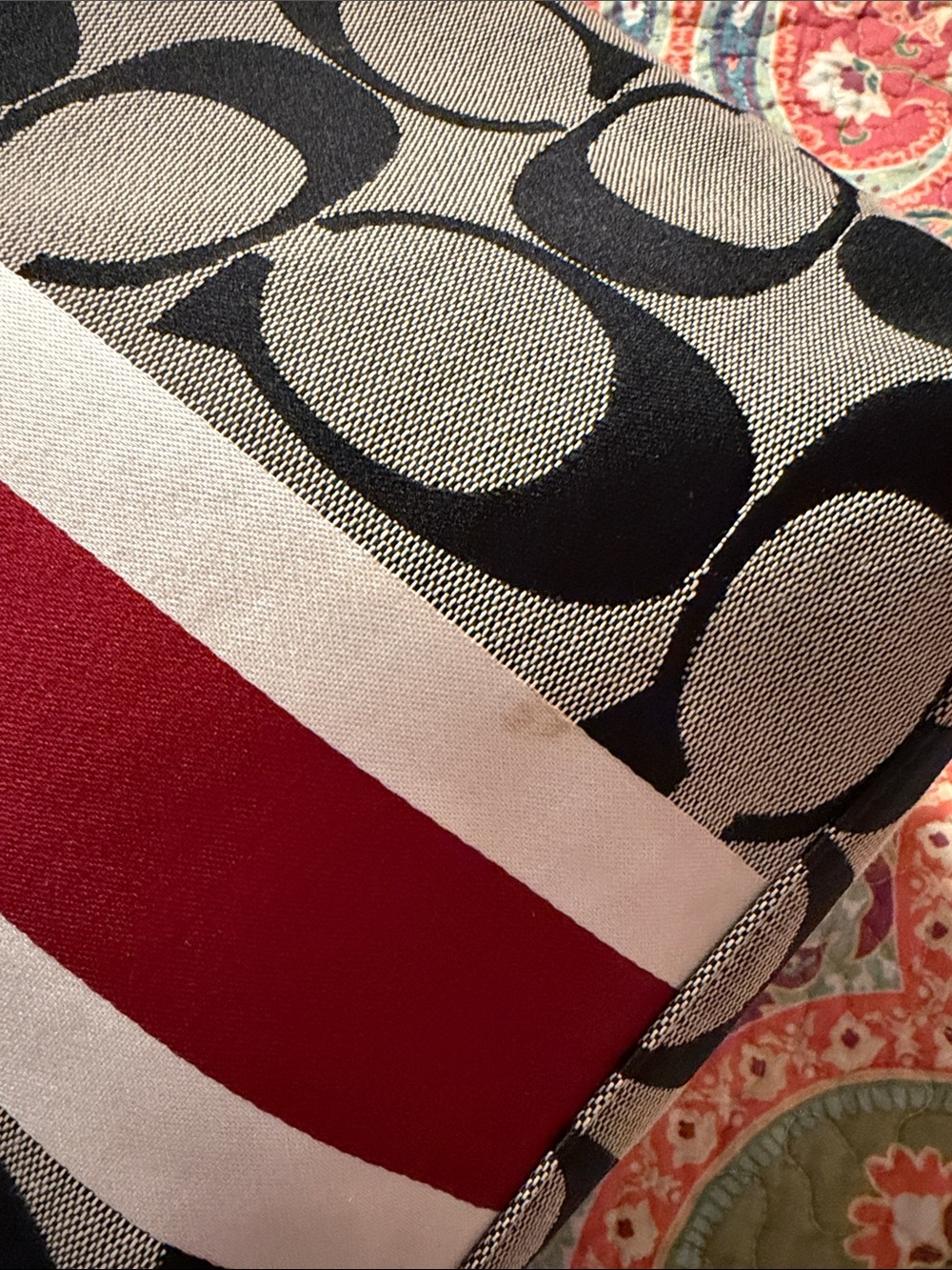 Coach Signature Canvas Shoulder Bag in Black, Cream and Red - Picture 3 of 5